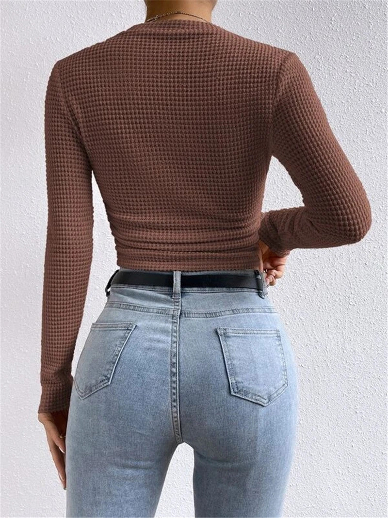 Solid Color Waffle Slim Fit T-Shirt