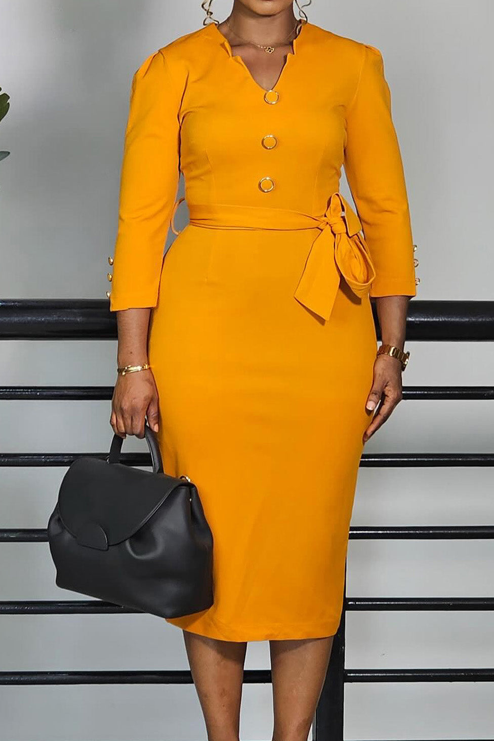 Elegant V-Neck Bodycon Maxi Dress