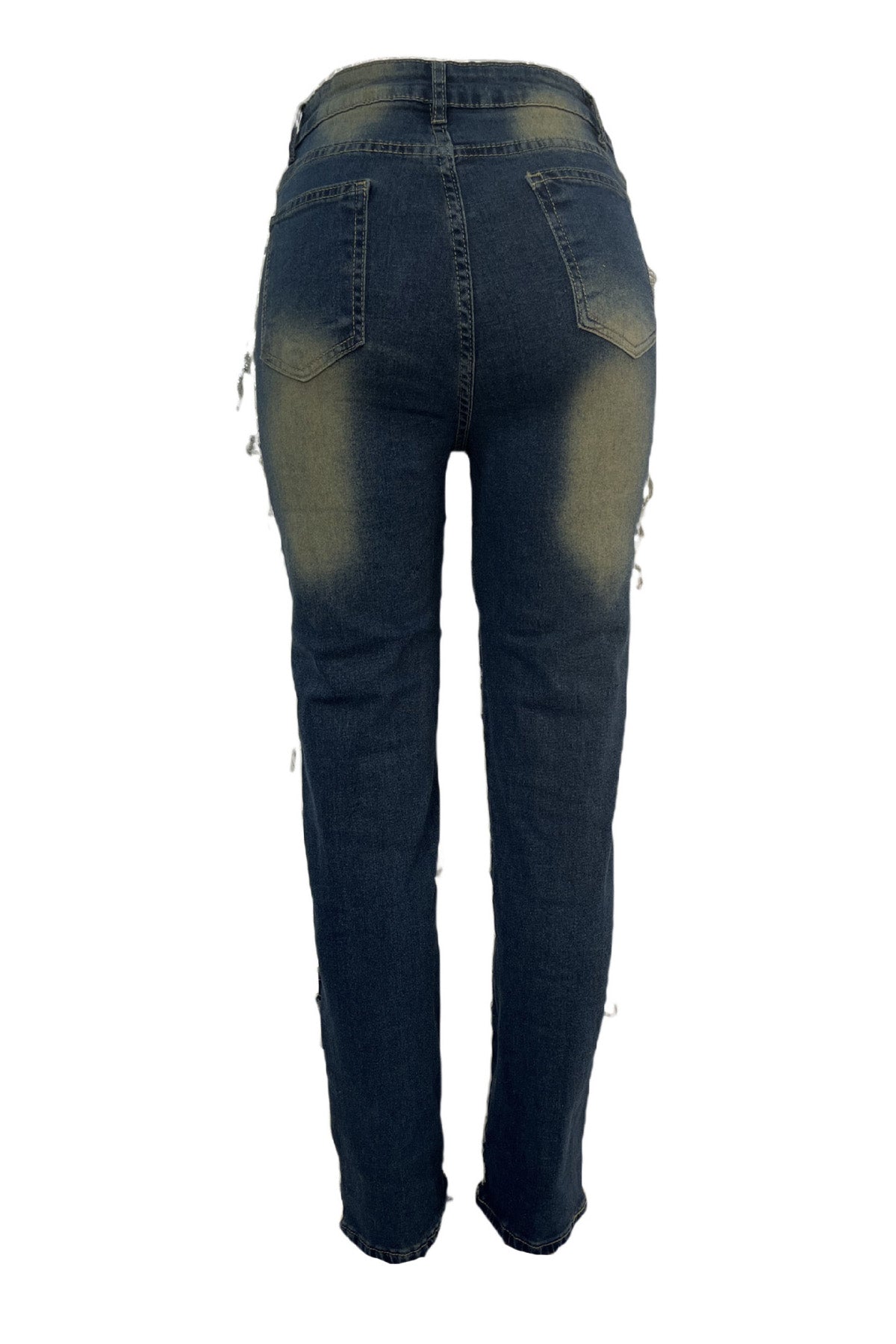 Whiskered Stretch Patch Skinny Jeans