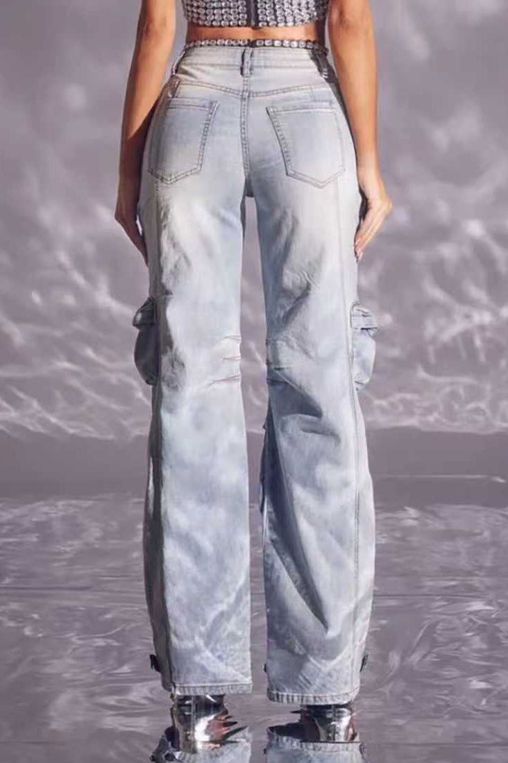 Multi-Pocket Utility Cargo Jeans