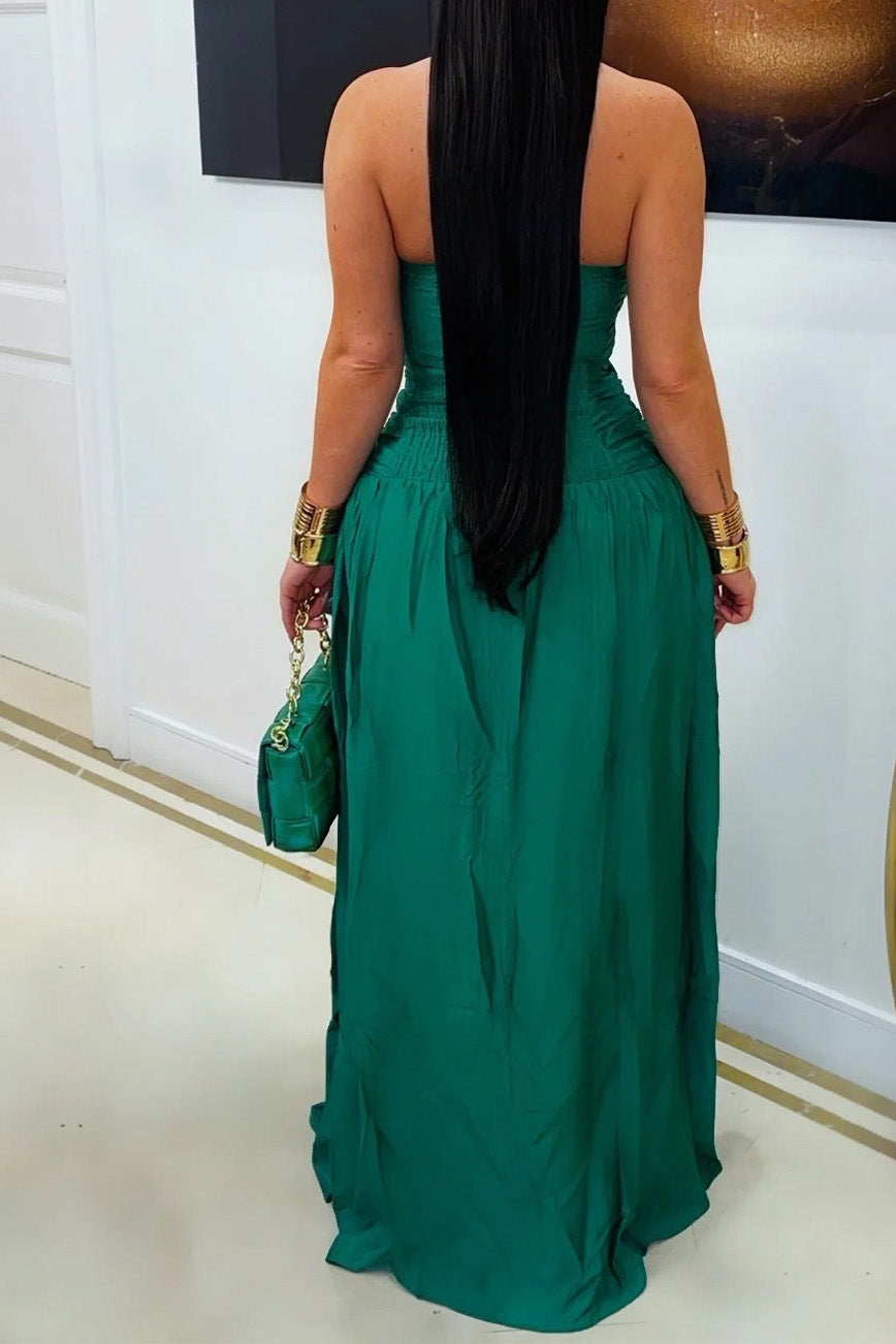 Cutout Halter Maxi Dress with Front Slit