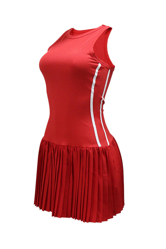 Sleeveless Round Neck Pleated Mini Dress