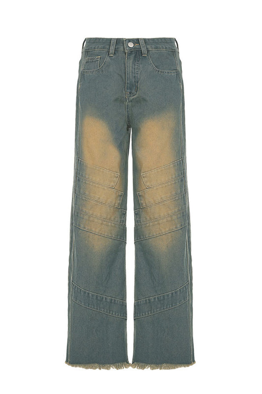 Vintage Distressed Denim Straight Jeans