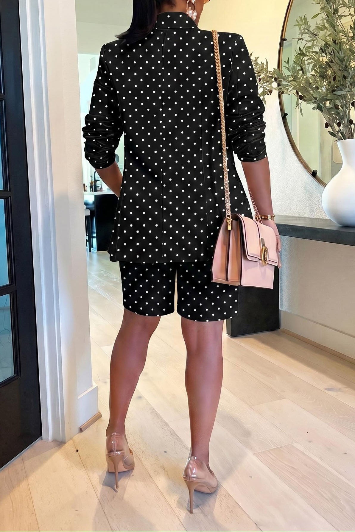 Polka Dot Blazer & Shorts Set