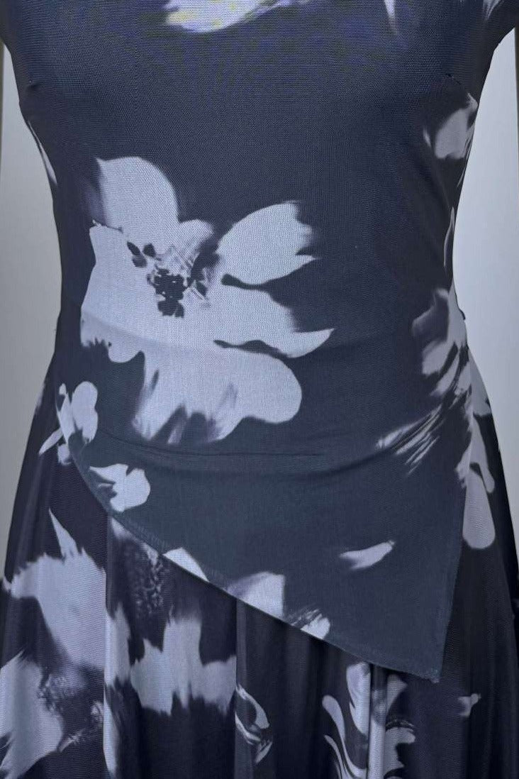 Abstract Print Asymmetric Top & Skirt Set