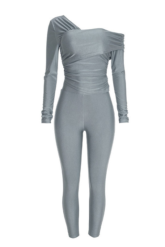 Asymmetric Ruched Top & Leggings Set
