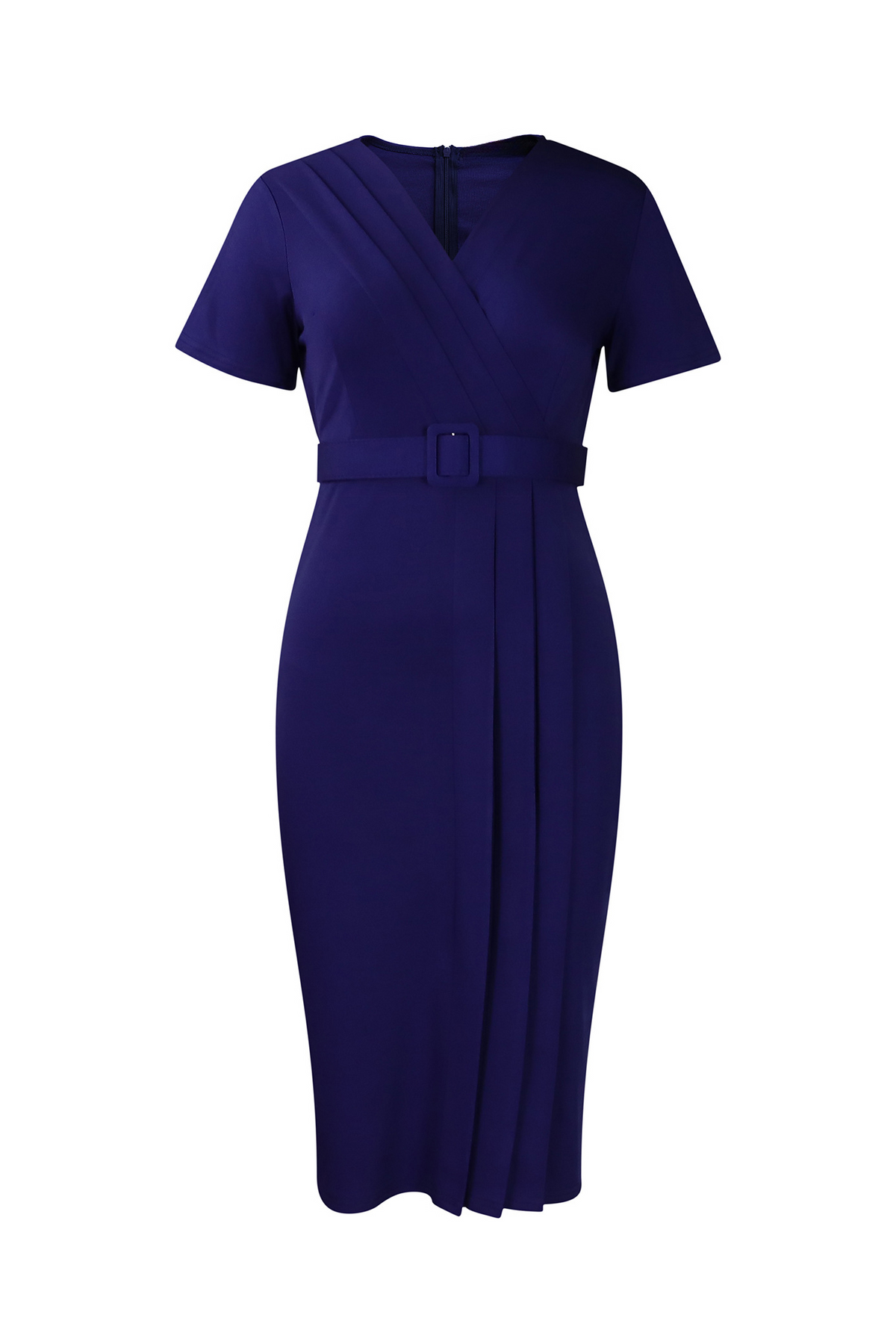 V-neck Short Sleeve High Waist Slim Dress