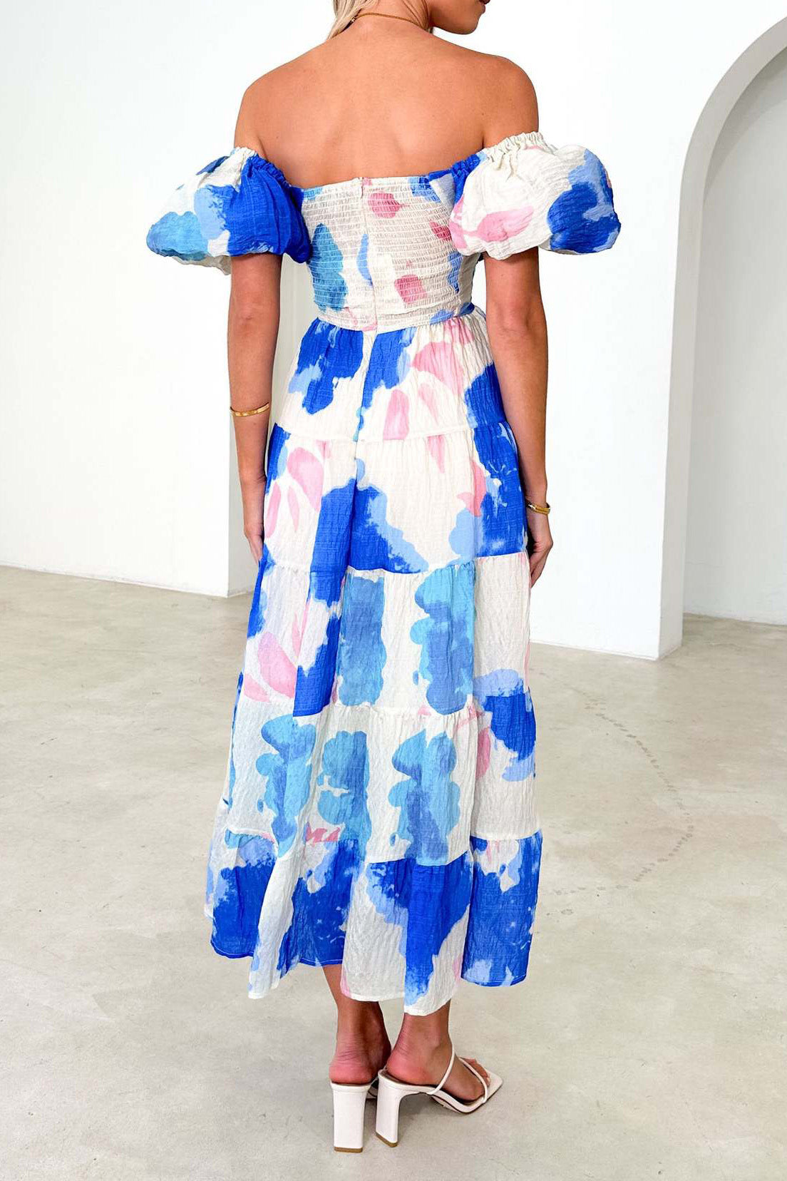 Seaside Printed Puff Sleeve Dress