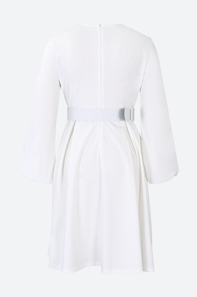 Crew-Neck Long Sleeve High Waisted Dress