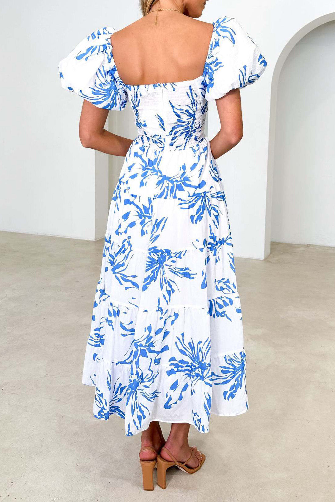 Seaside Printed Puff Sleeve Dress