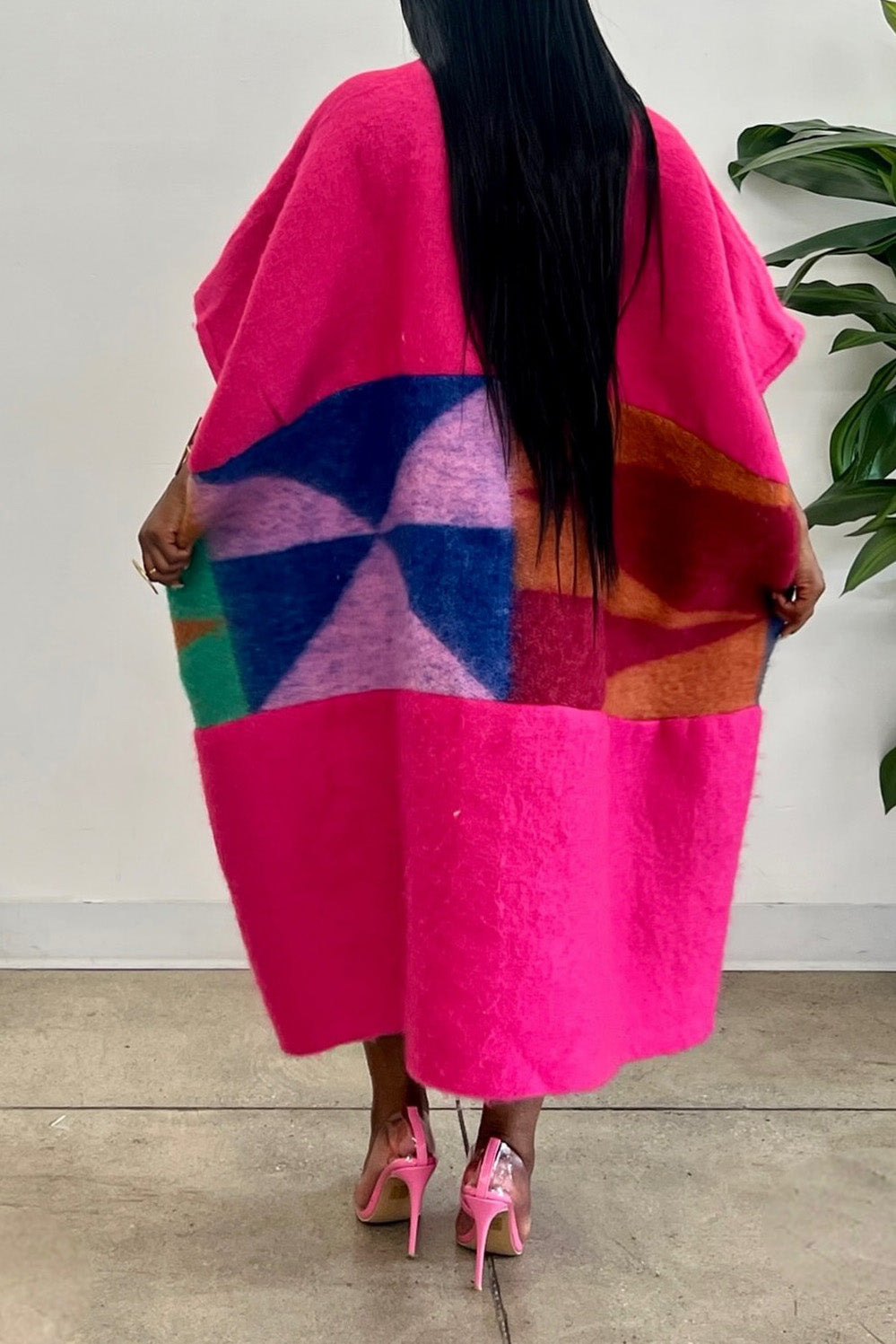 Abstract Fringed Oversized Kaftan