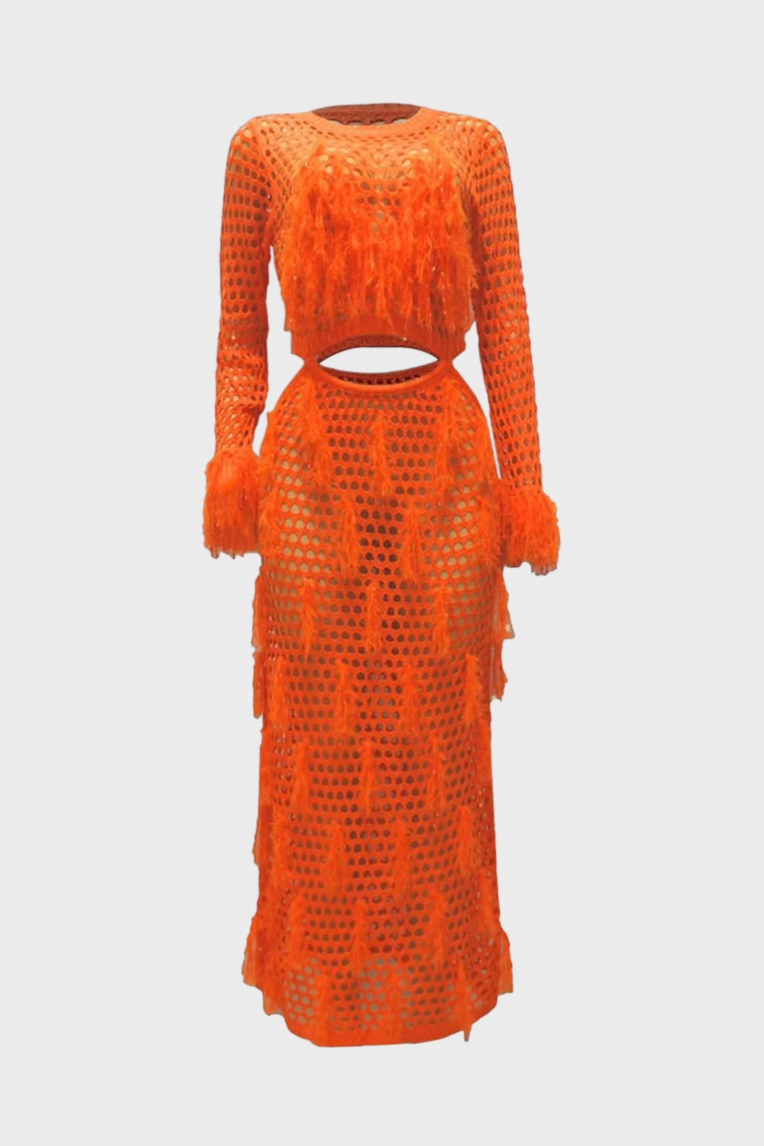 Fringe Knitting Hollow Long Dress
