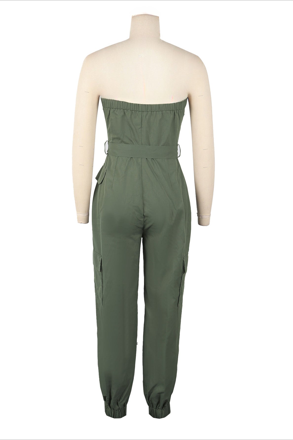 Strapless Utility Jumpsuit with Pockets