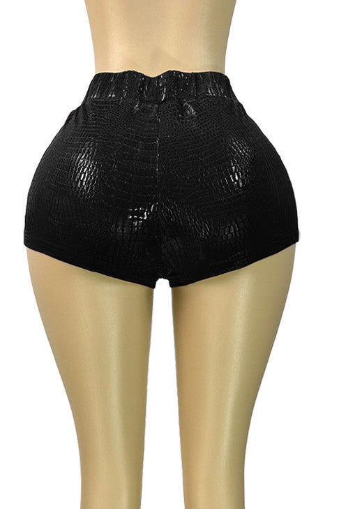 Stretch Faux Leather Bodycon Shorts