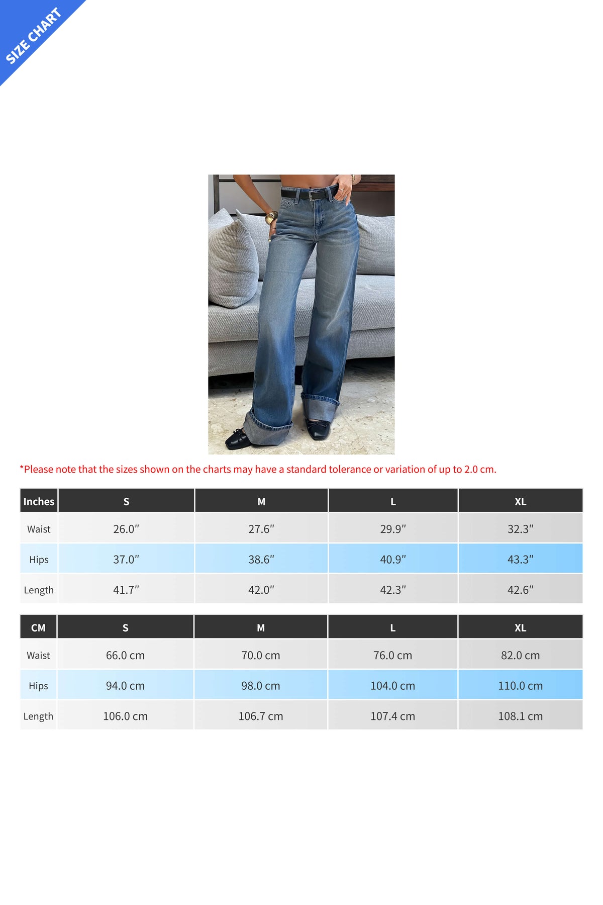 High-Rise Wide-Leg Cuffed Puddle Denim Jeans