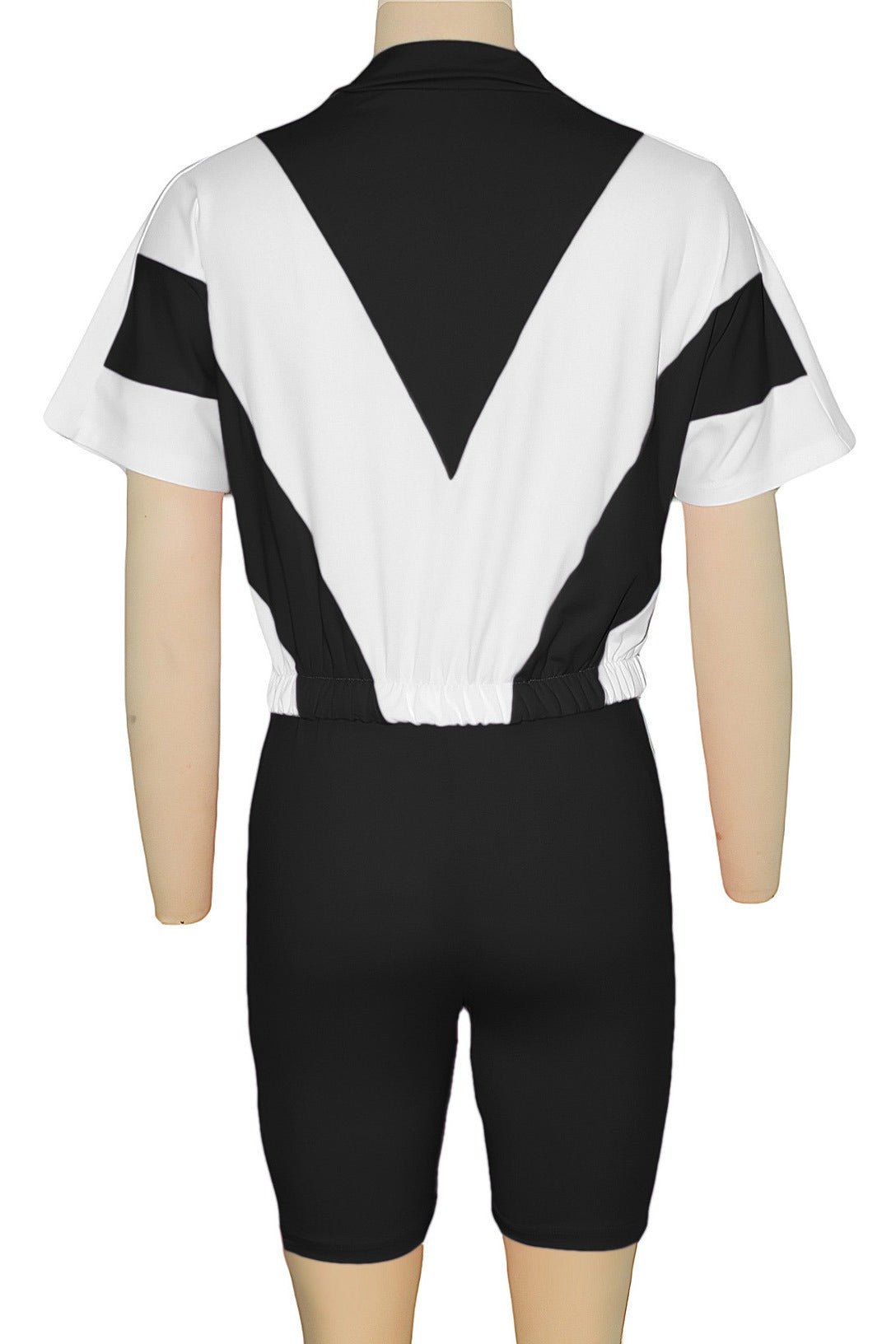 Color-Block Zip Crop Top & Biker Short Set