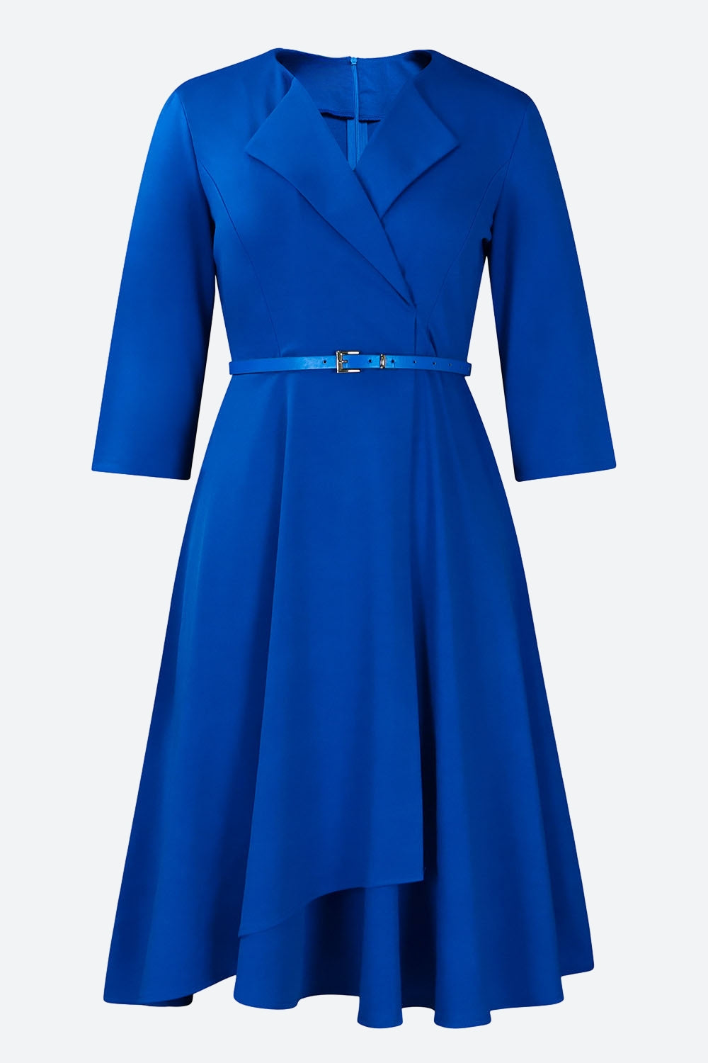 Three-Quarter Sleeve Ruched Waist Dress