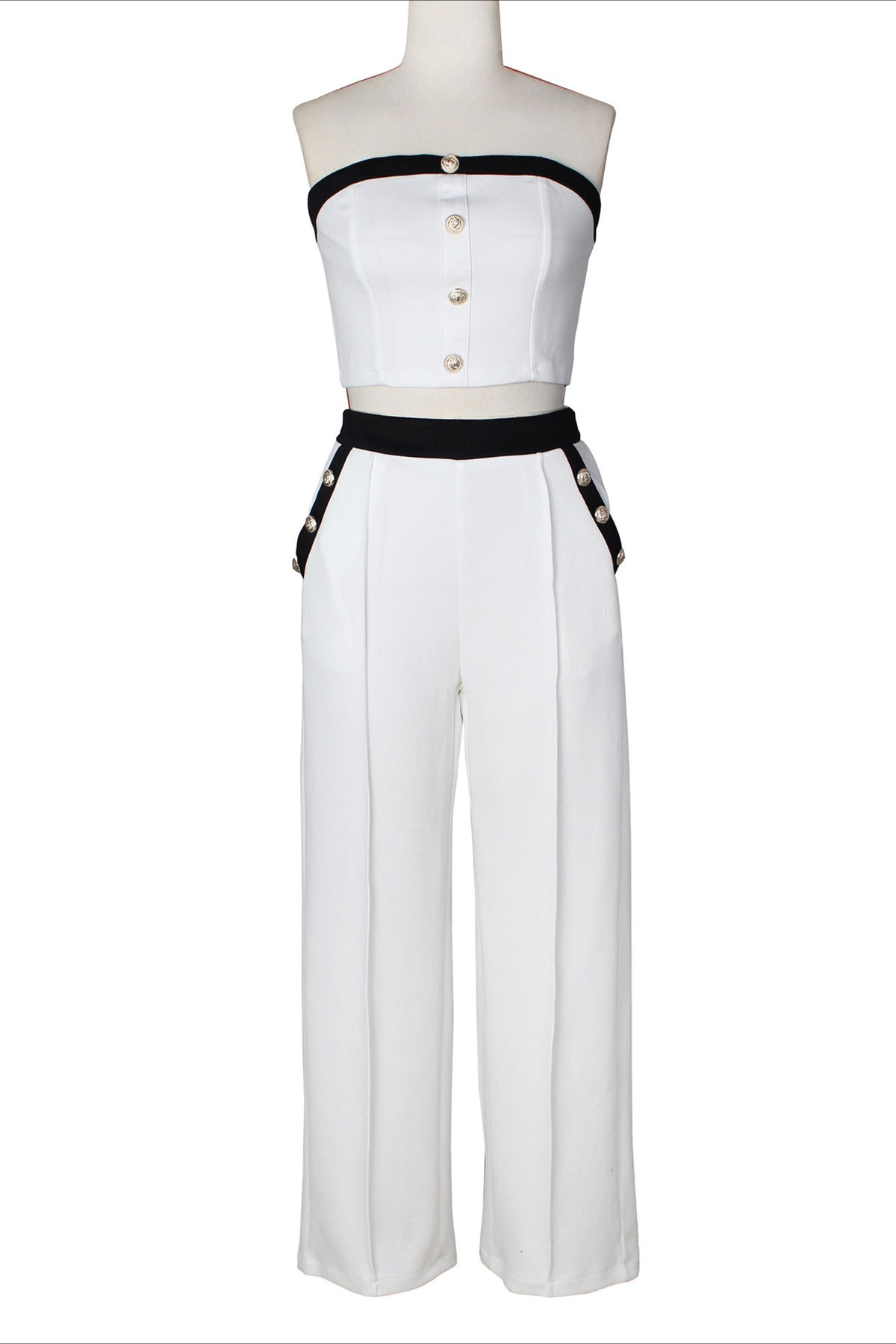 Wide-Leg Pant Suit with Wrap Detail Top