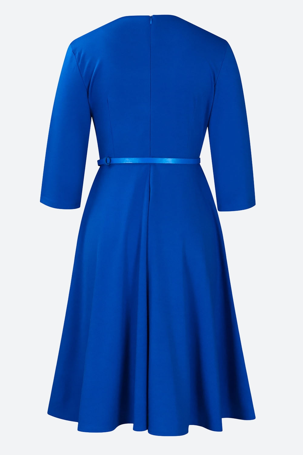 Three-Quarter Sleeve Ruched Waist Dress