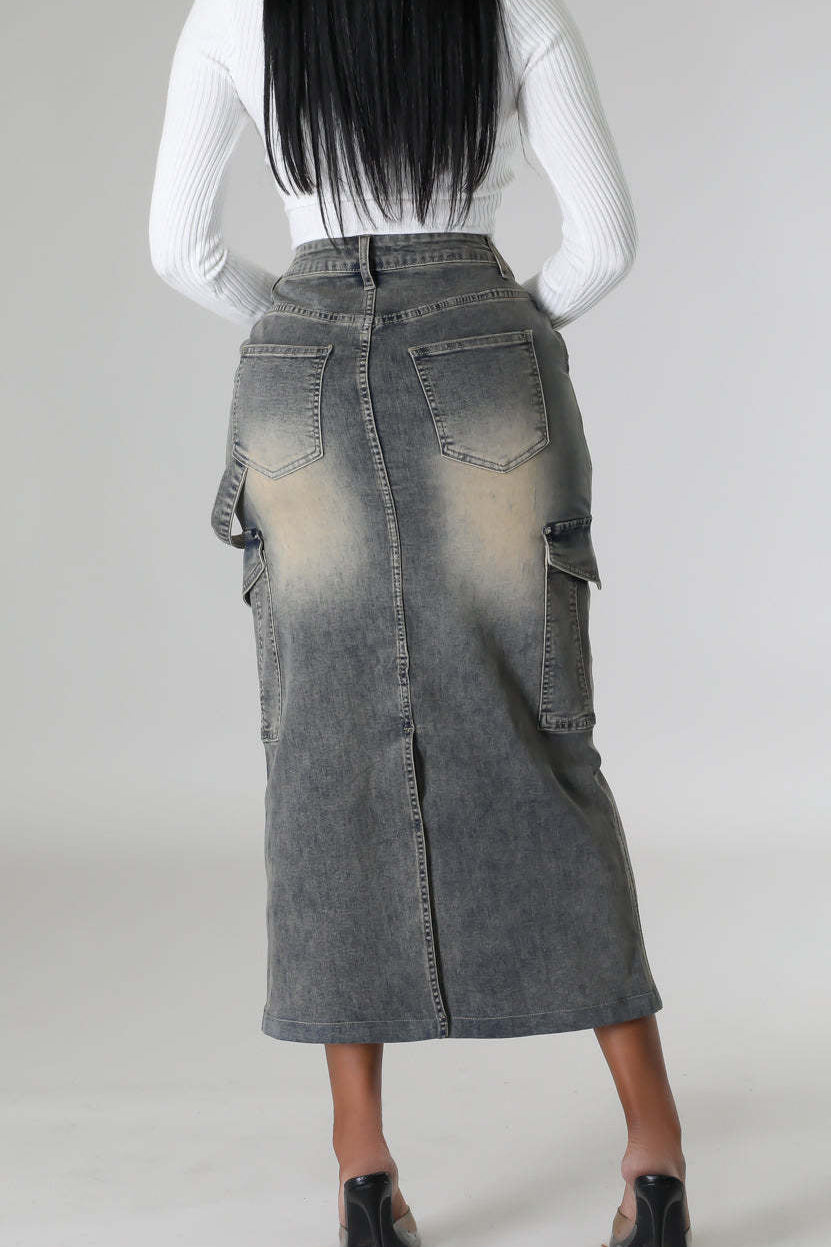 Pocket Maxi Denim Skirts