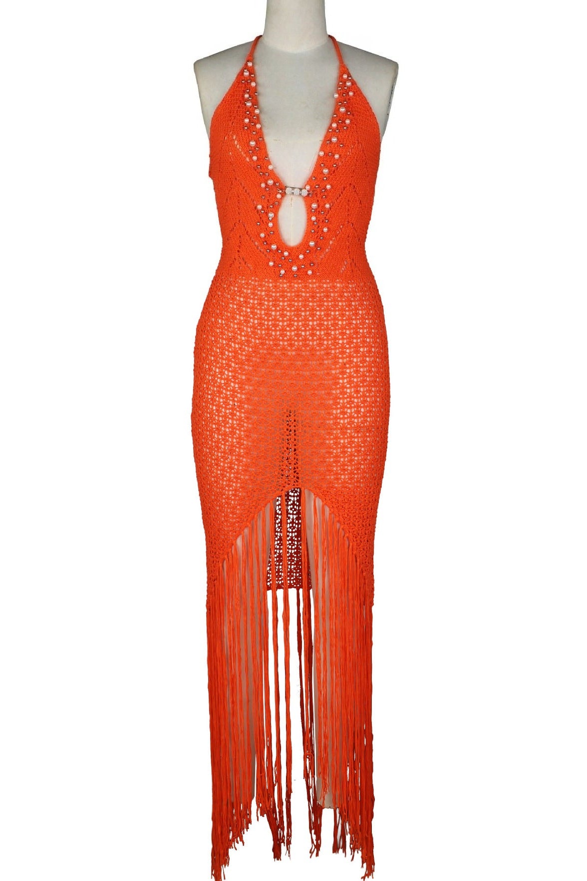 Embellished Crochet Fringe Dress