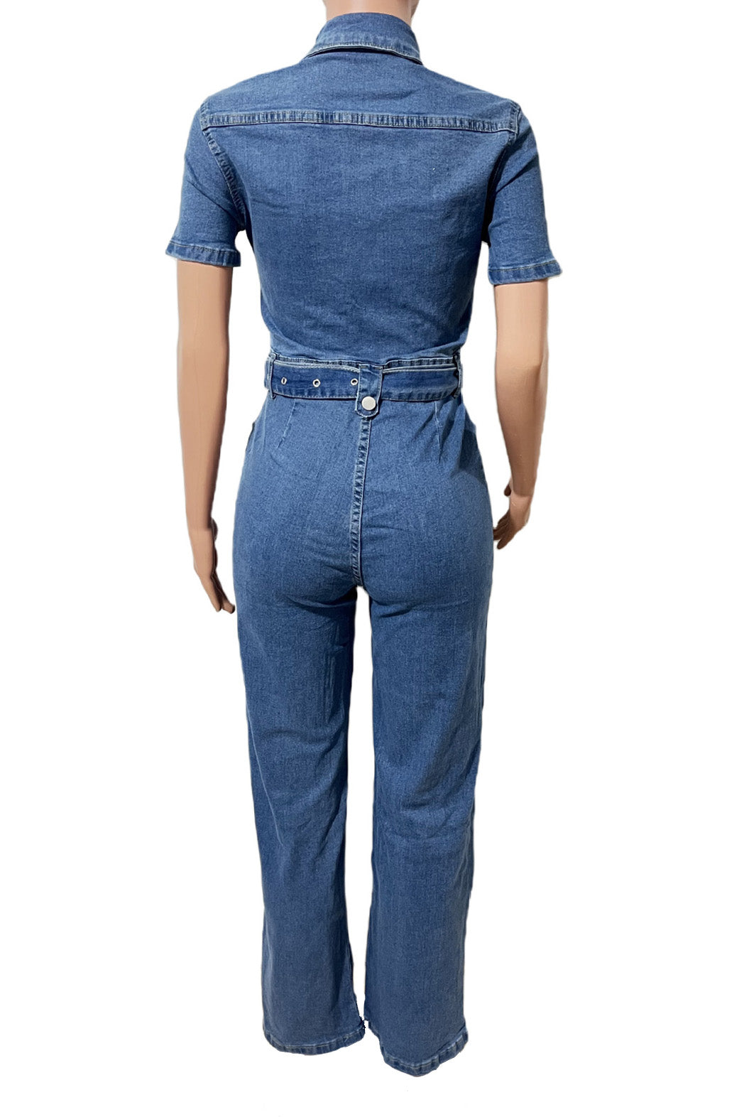 Elegant Wide-Leg Denim Jumpsuit
