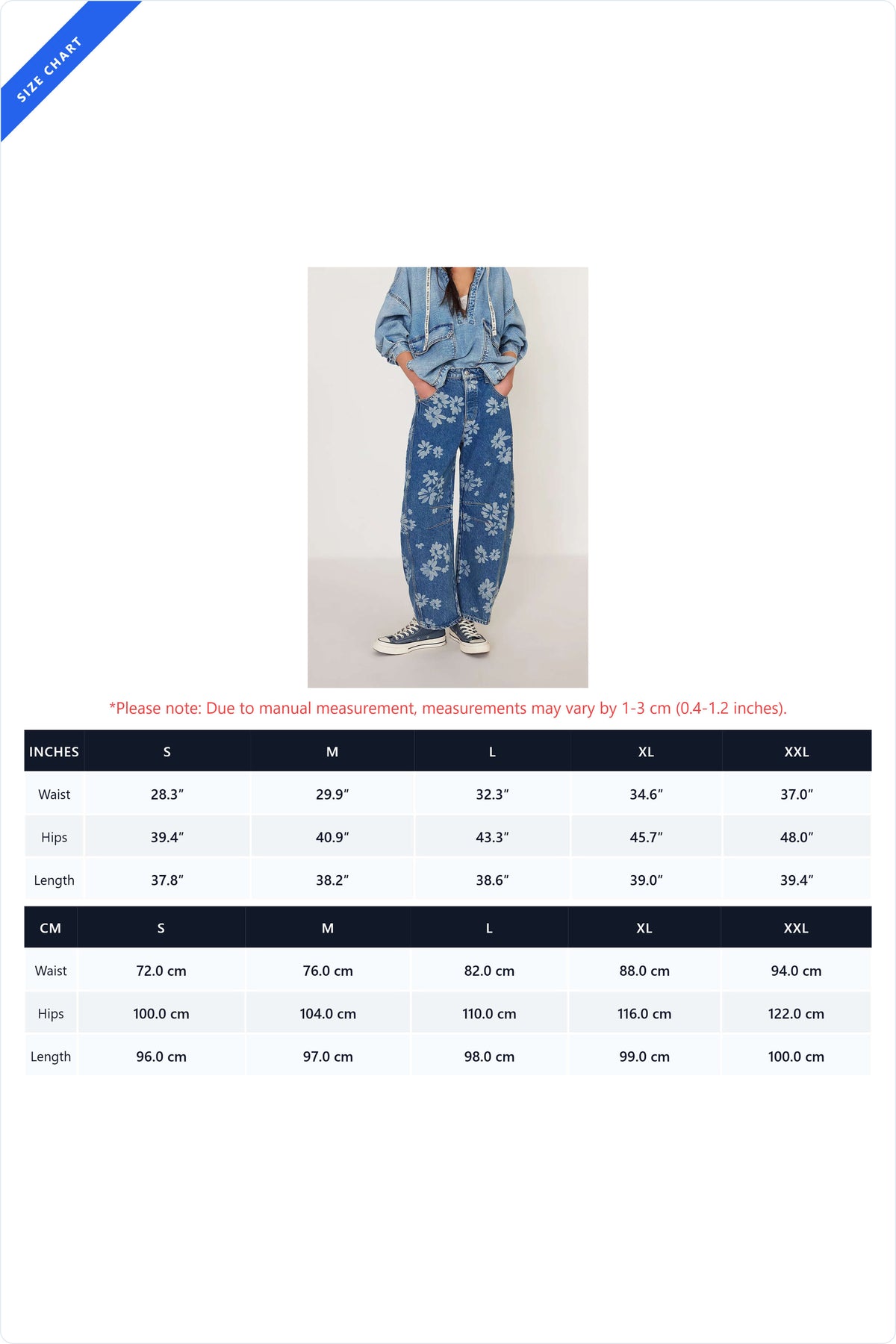 Floral Print Relaxed Barrel Leg Jeans