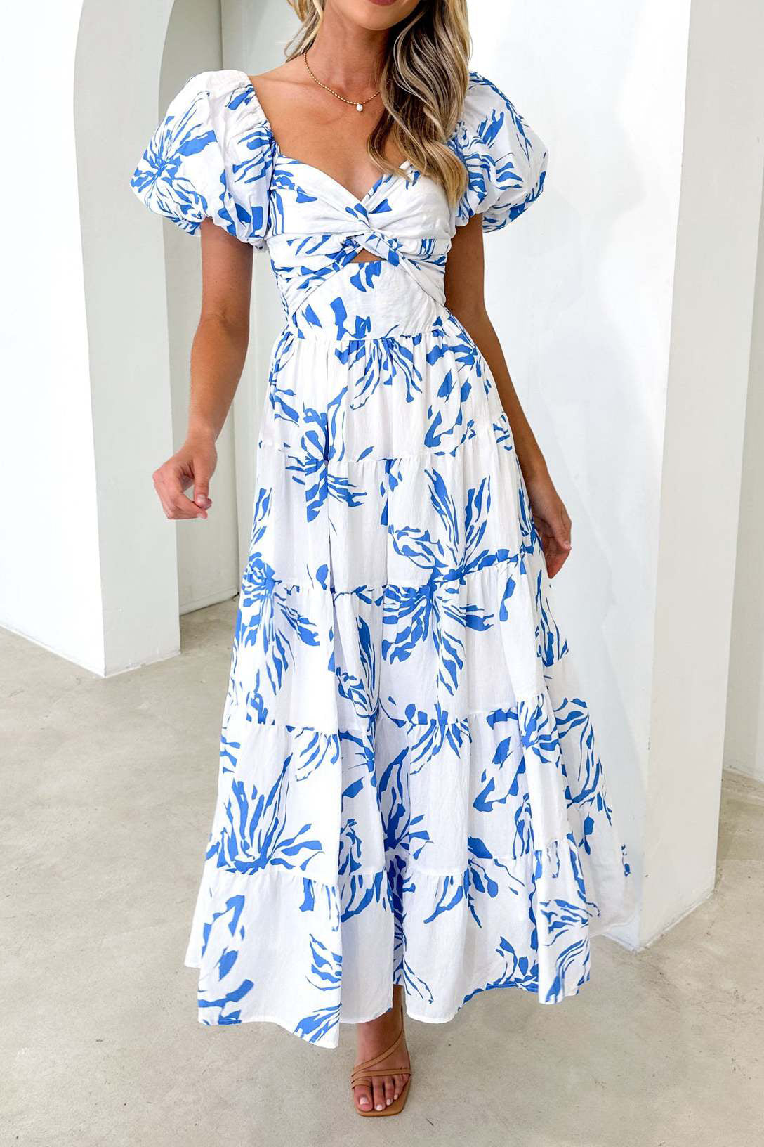 Seaside Printed Puff Sleeve Dress