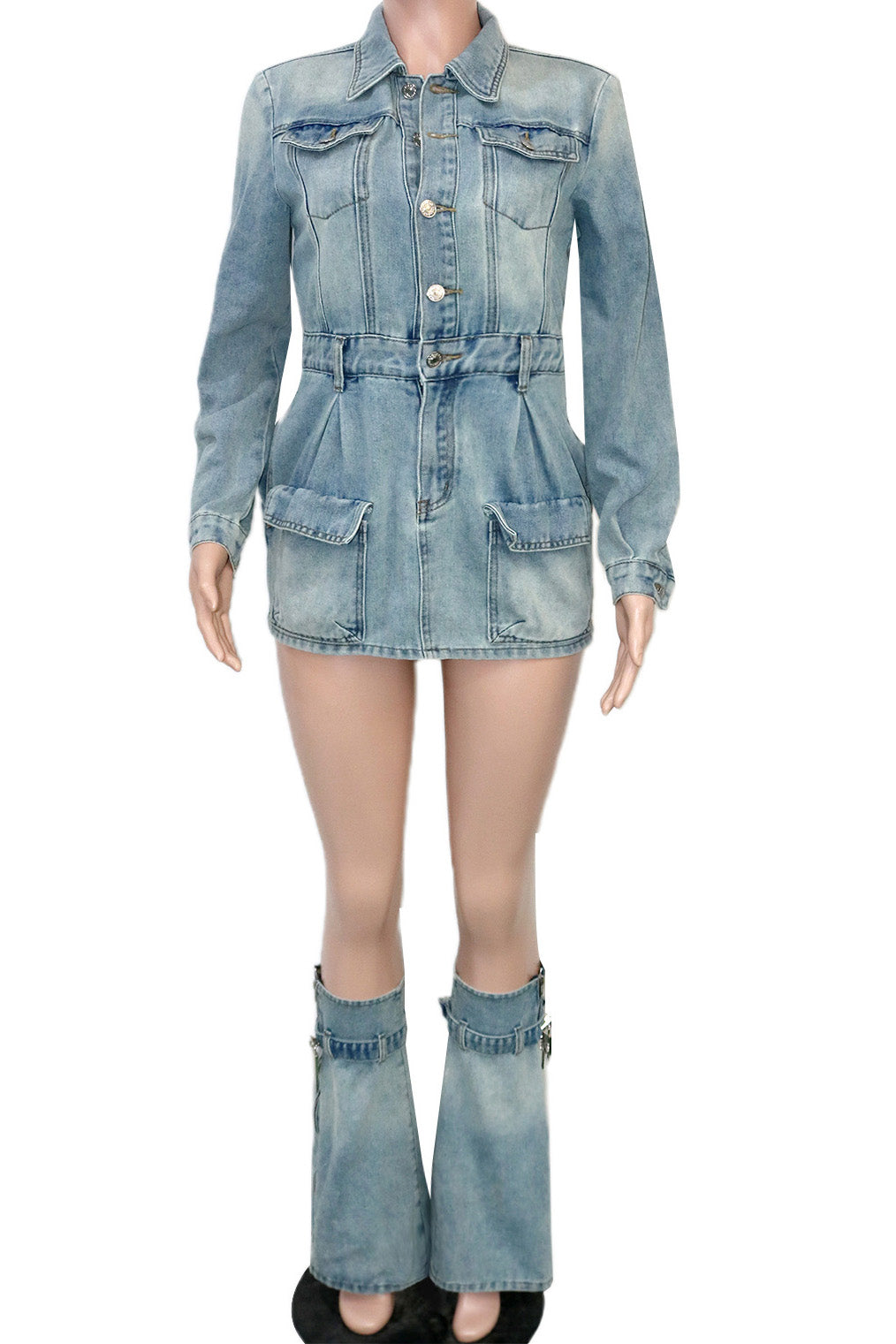 Denim Dress with Leg Warmers