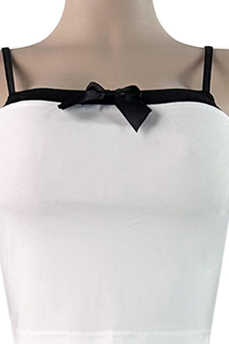 Contrast Bow Halter Crop Top
