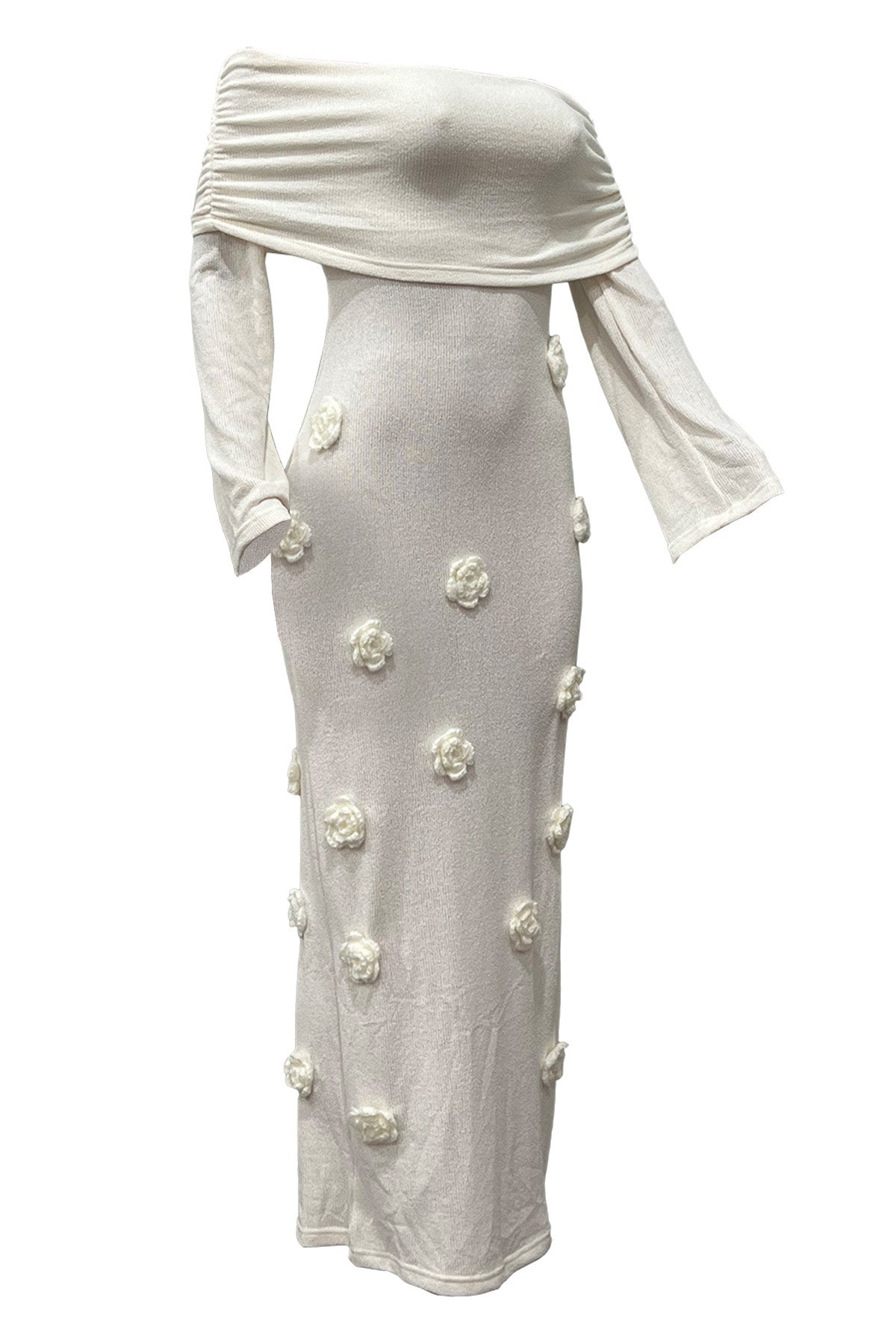 Off Shoulder Knit Maxi Dress