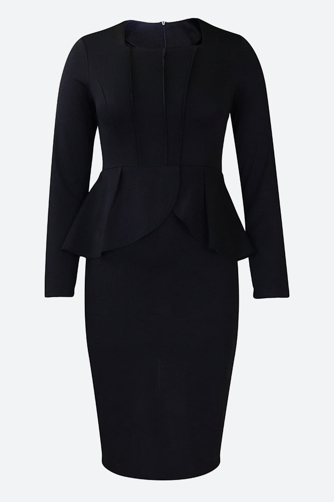 Structured Peplum Midi Dress