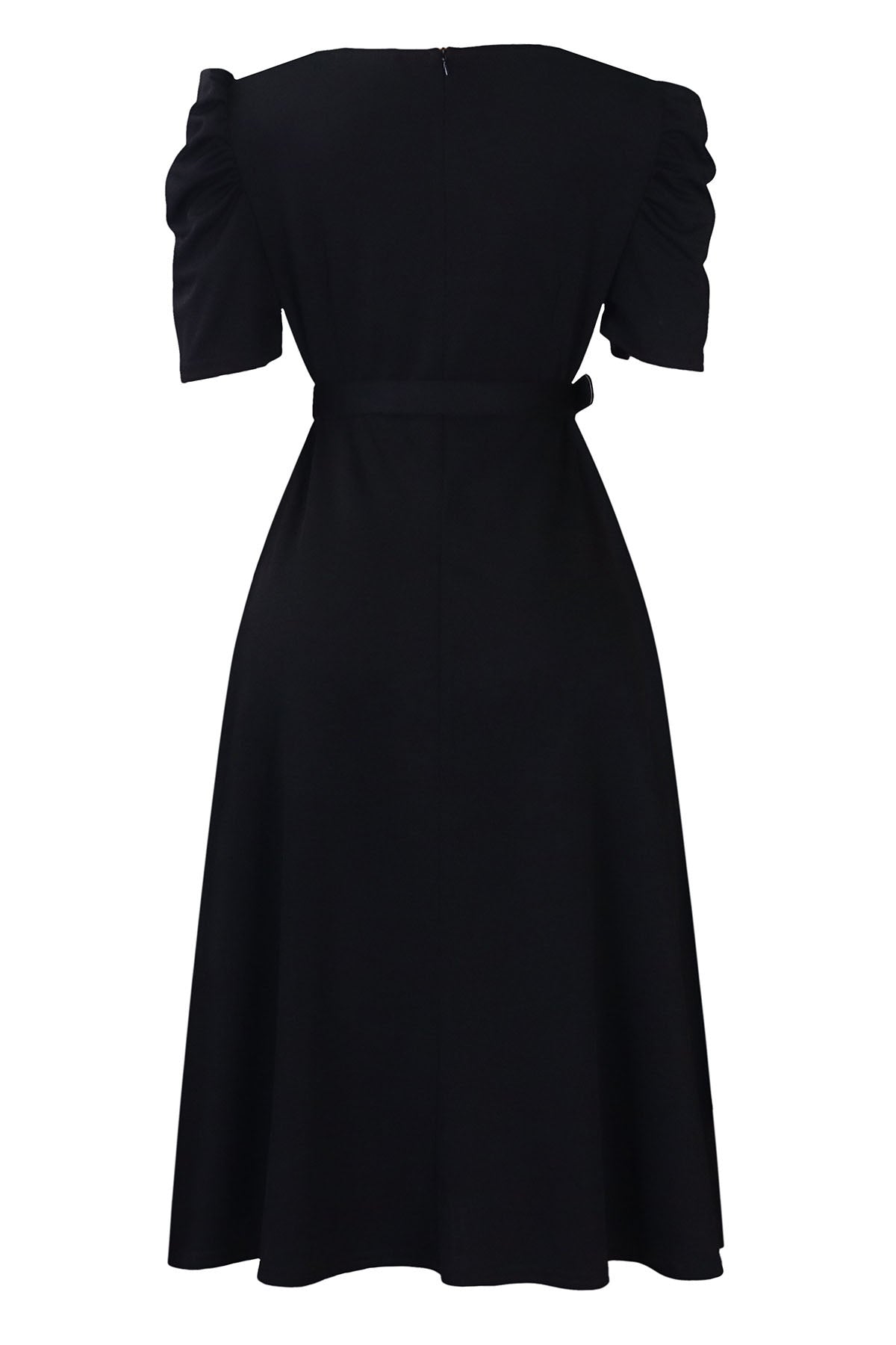 Solid Ruched Midi Dress