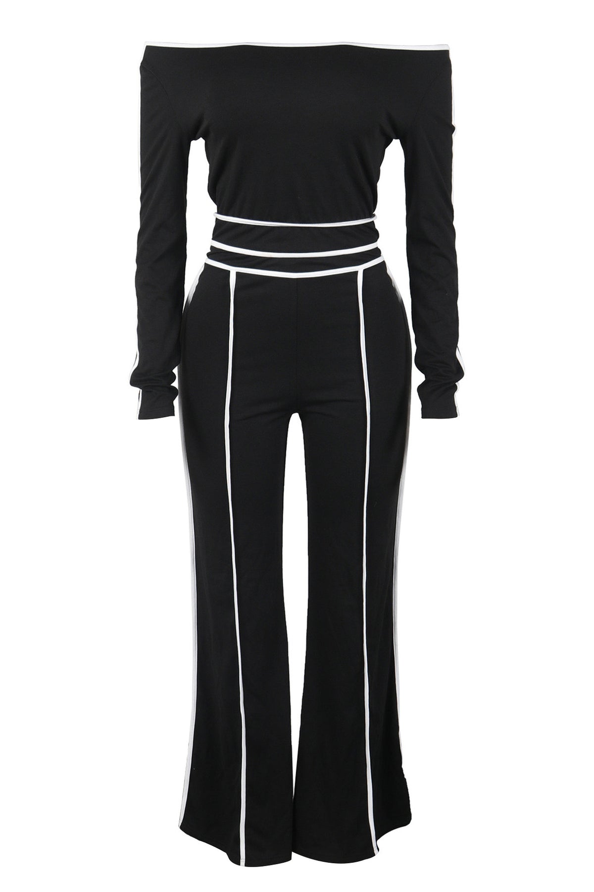One Shoulder Top and Wide Leg Pants Set