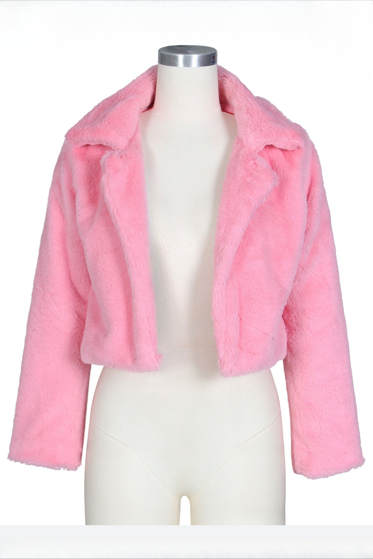 Faux Leather Lapel Short Jacket