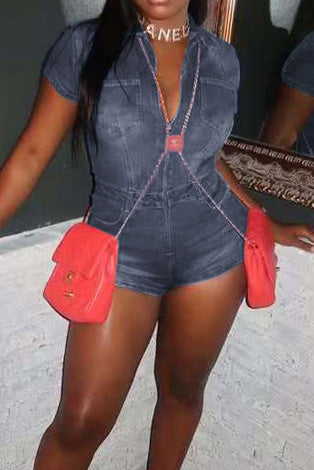 Sleeveless Stretchy Washed Romper