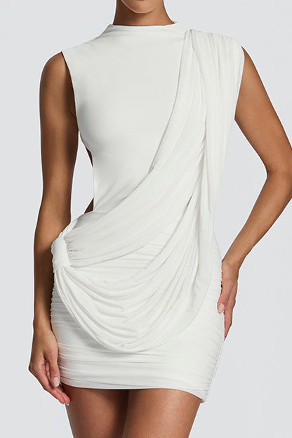 Asymmetrical Backless Tie Detail Dress