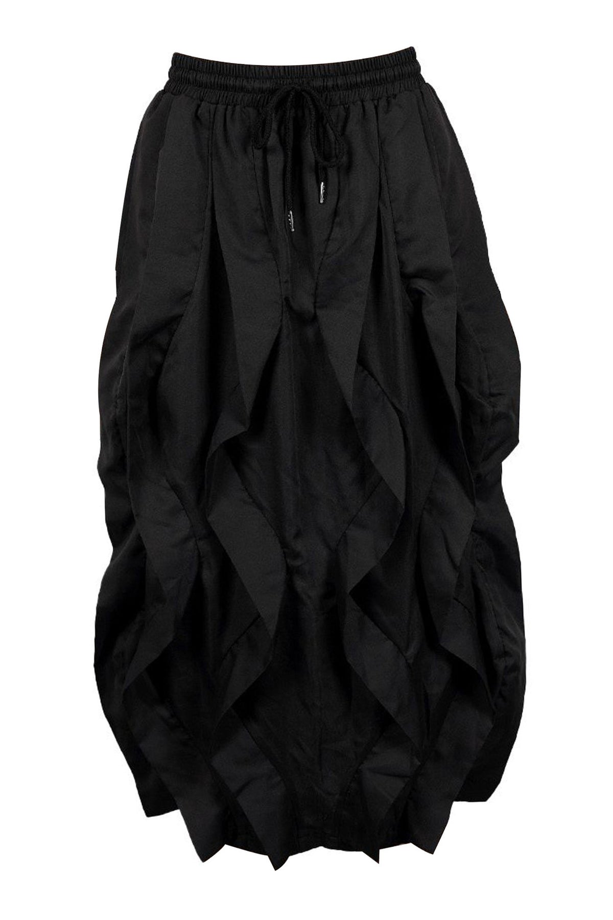 Ruched Drawstring Parachute Maxi Skirt