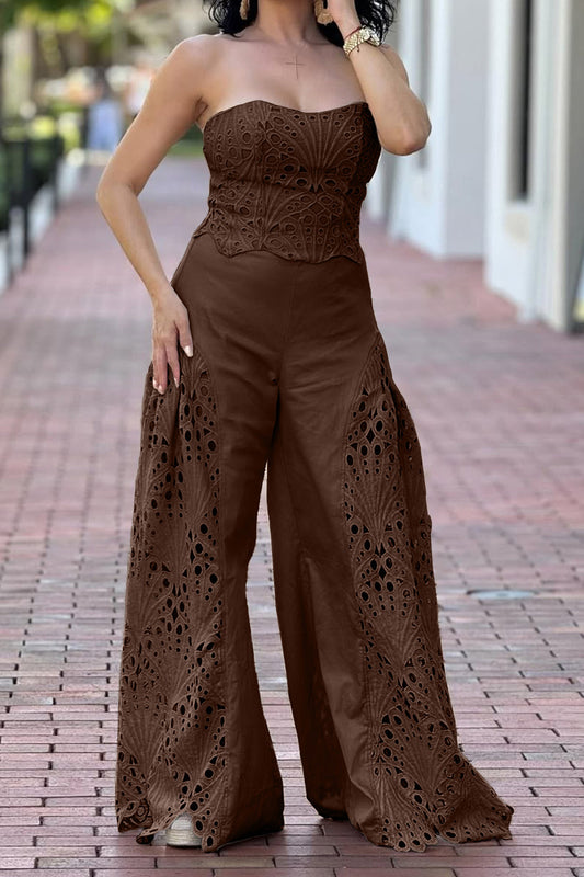 Strapless Cutout Corset & Wide Leg Pant Set