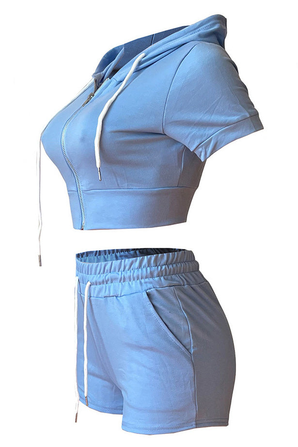 Crop Top Hoodie Short Set