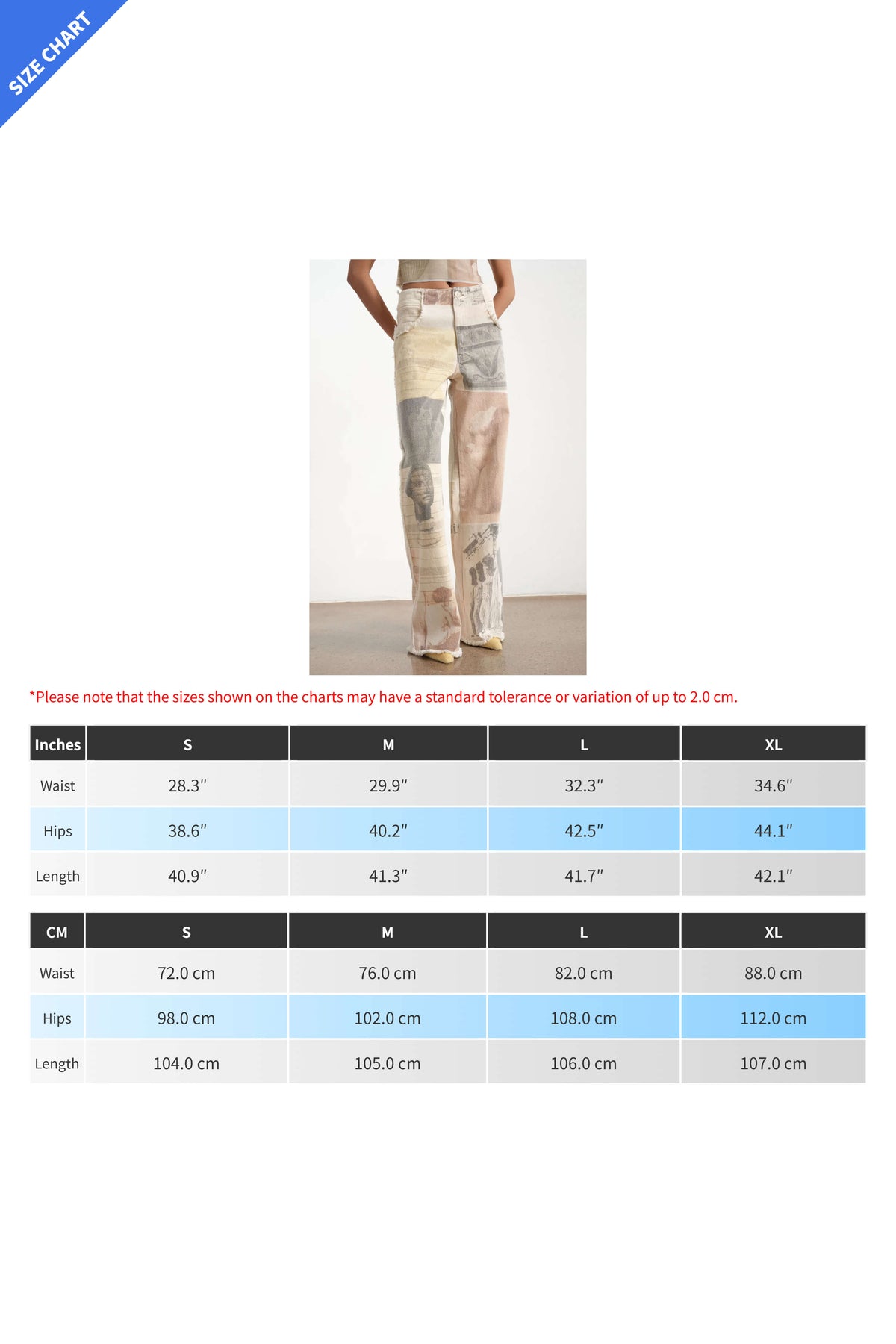 Vintage Print Wide Leg Straight Jeans