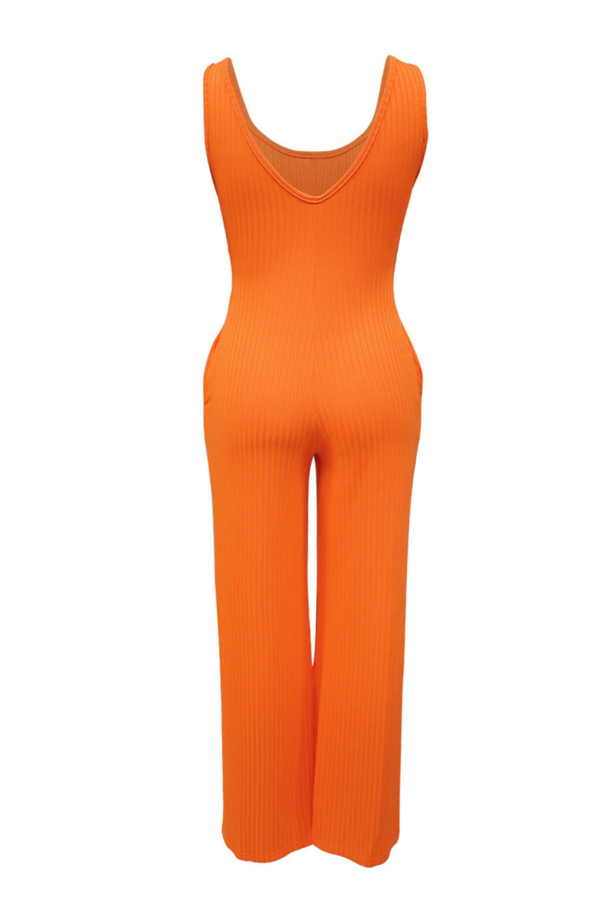 2-Piece Ribbed Knit Tank Jumpsuit & Cropped Top Set