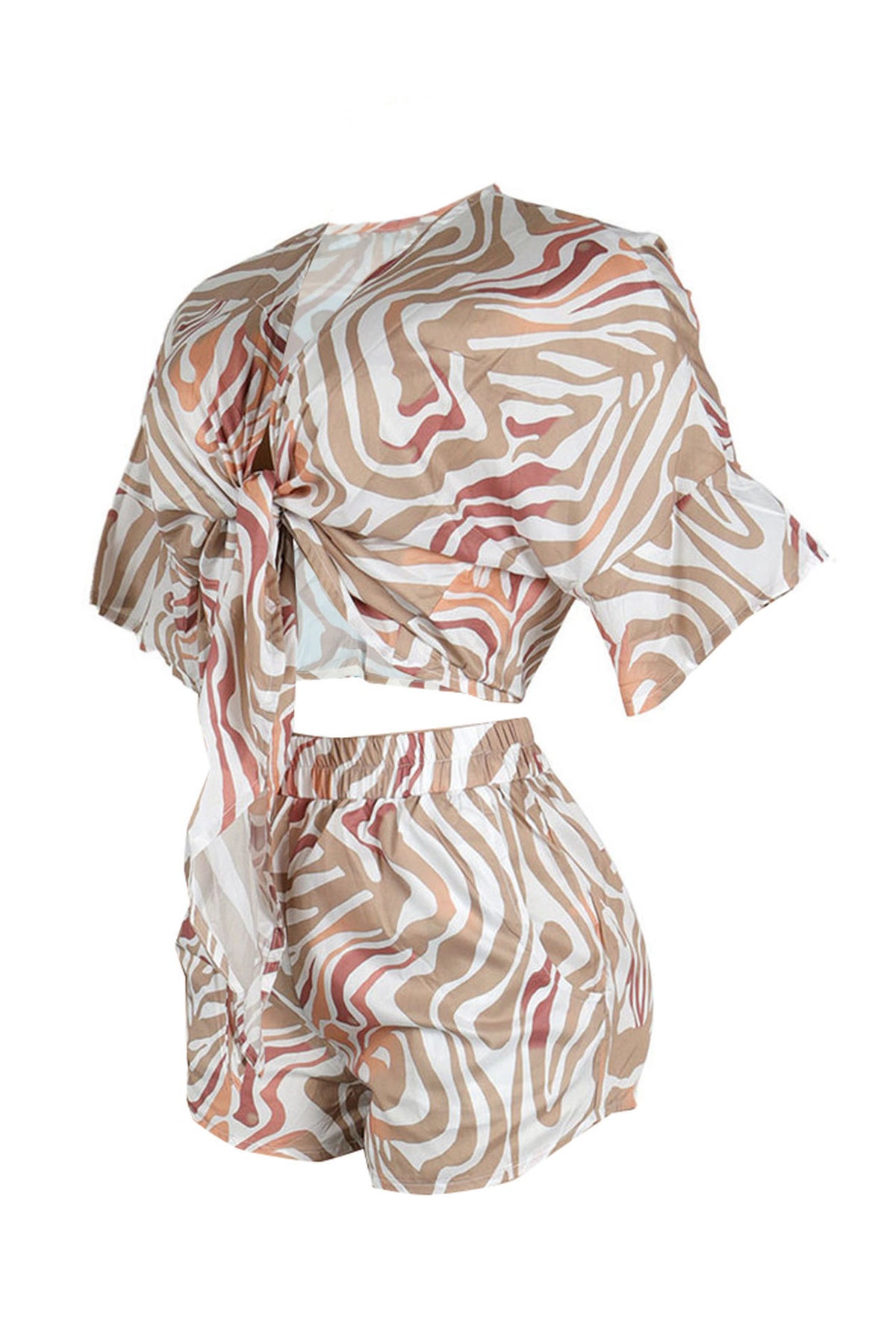 Printed Batwing Sleeve Loose Two-Piece Set