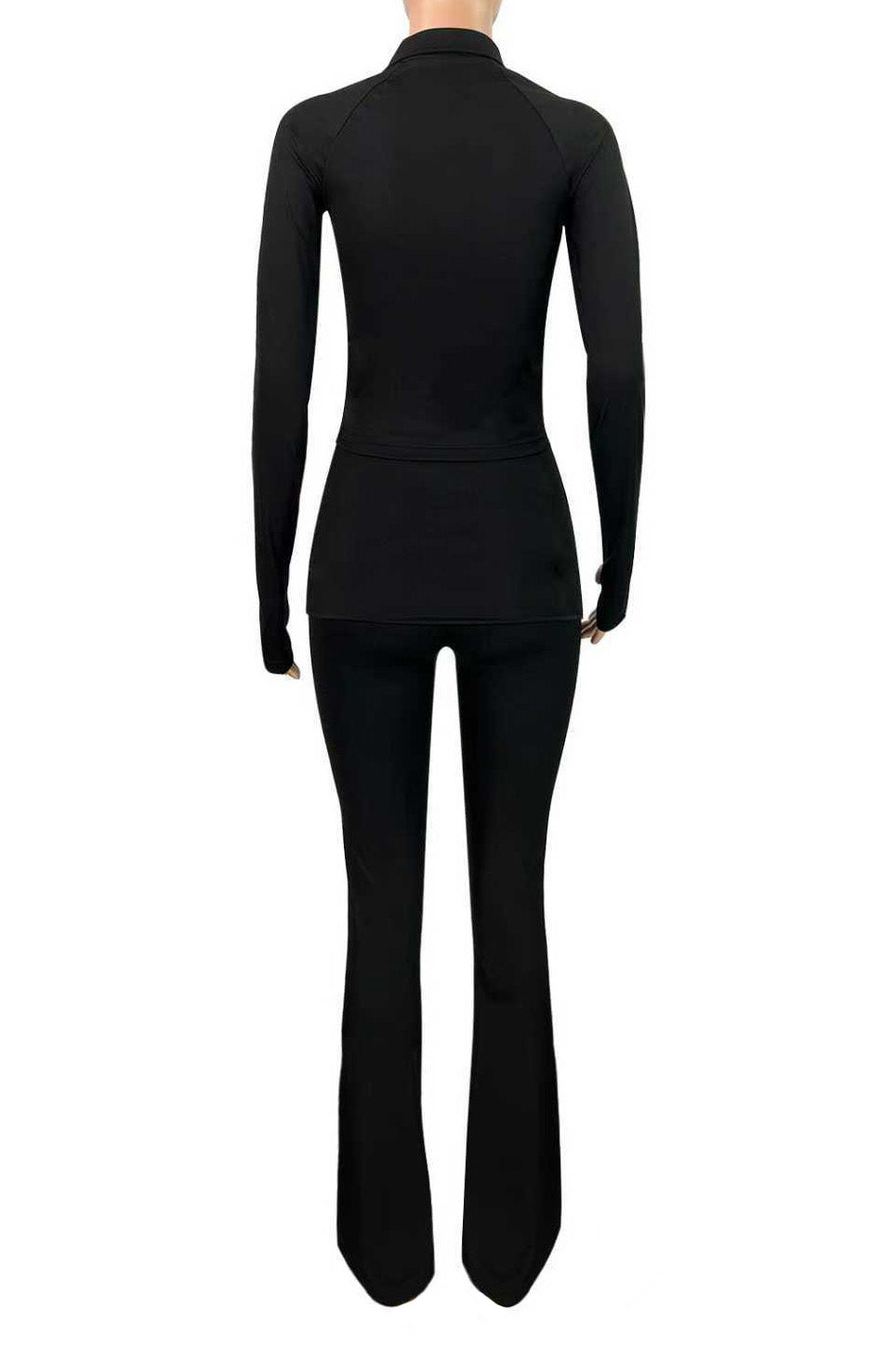 Sculpted Foldover Waist Flare Pants Set