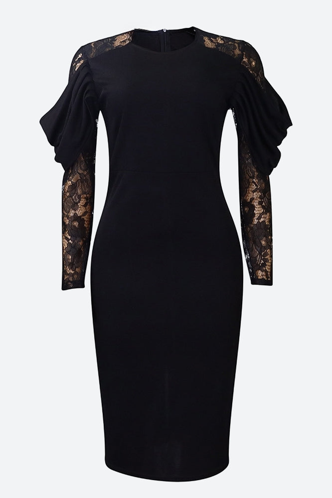 Elegant Lace Slim Fit Patchwork Sexy Dress