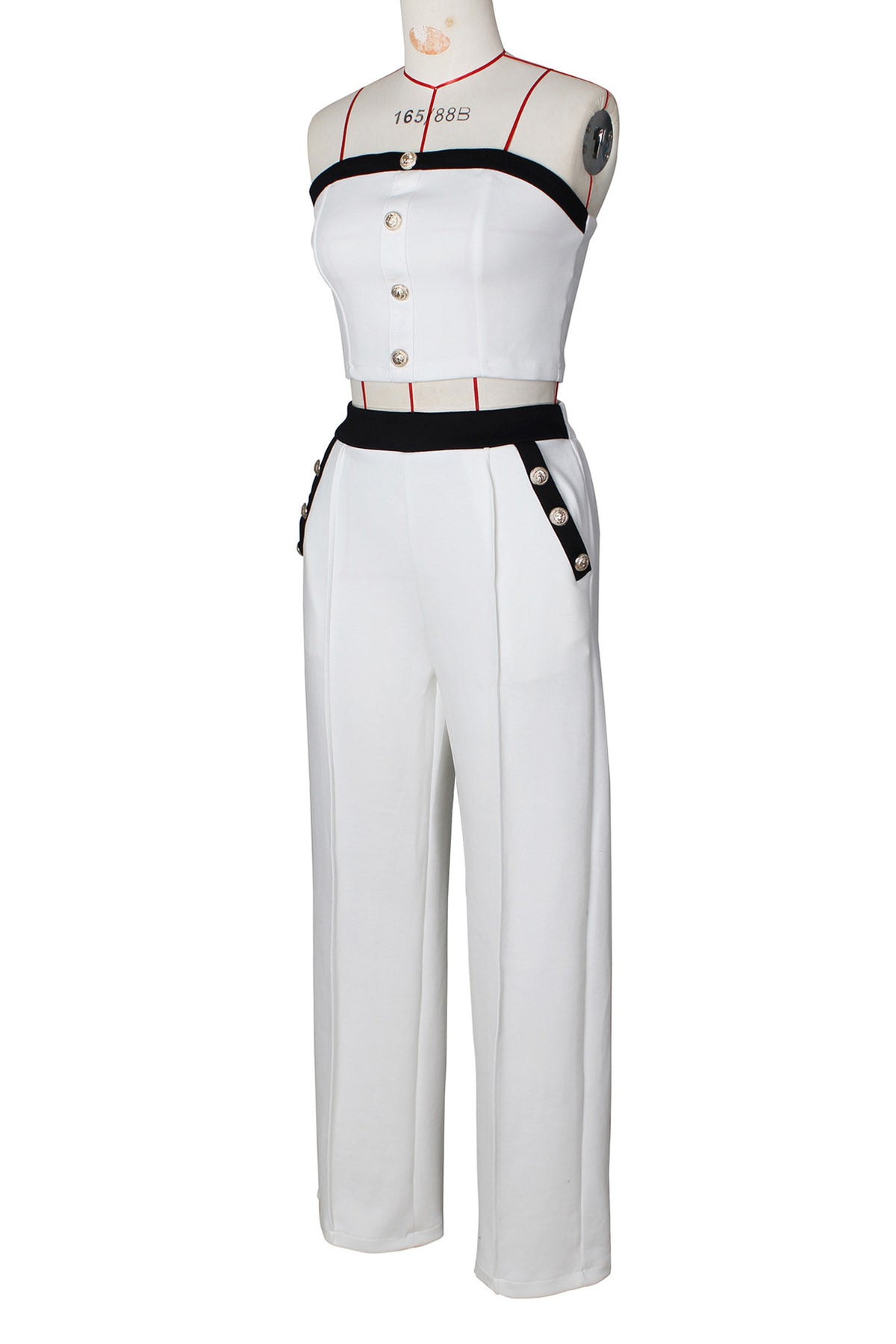 Wide-Leg Pant Suit with Wrap Detail Top