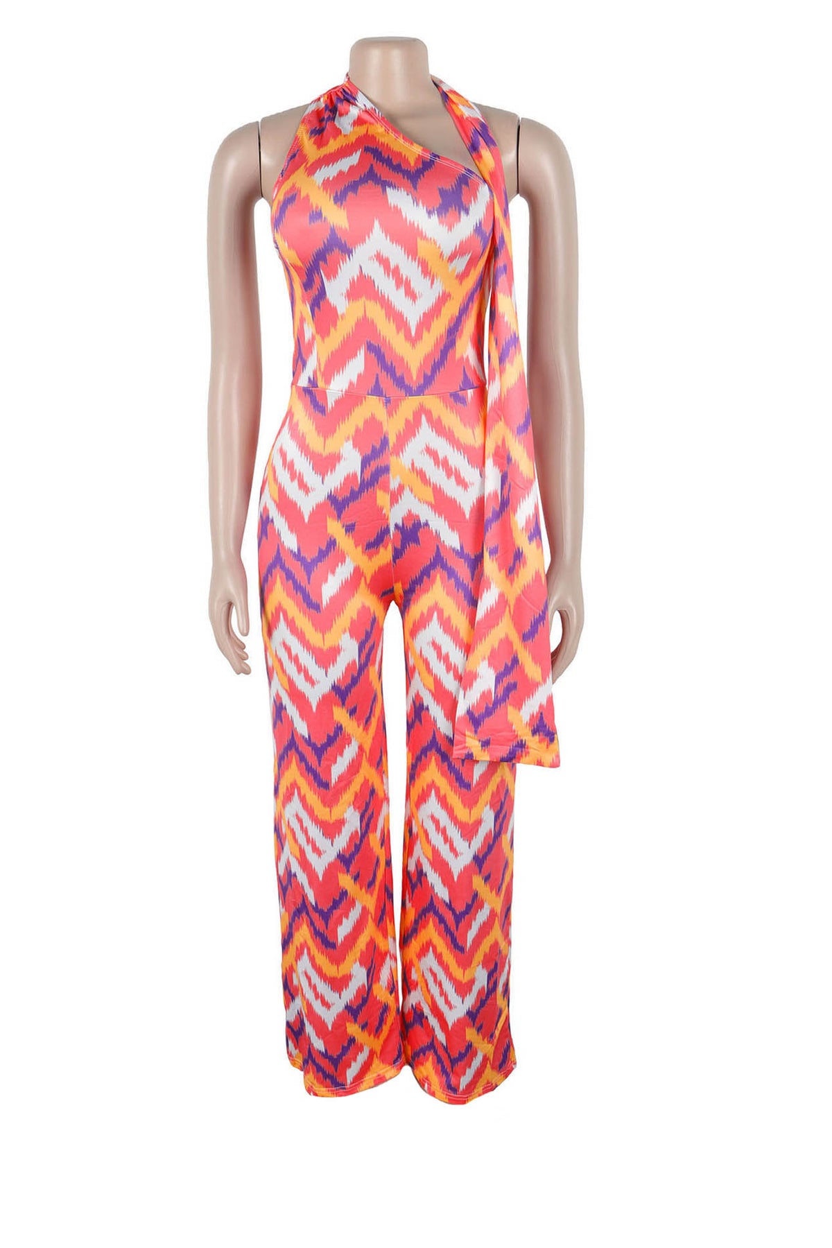 Elastic Slim-Fit Printed Wide-Leg Jumpsuit