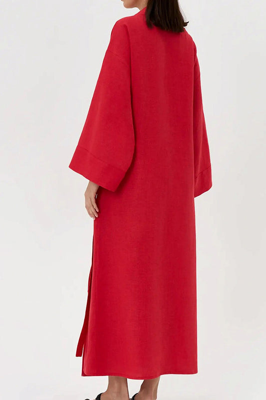 Loose Robe-Style Belted Maxi Dress