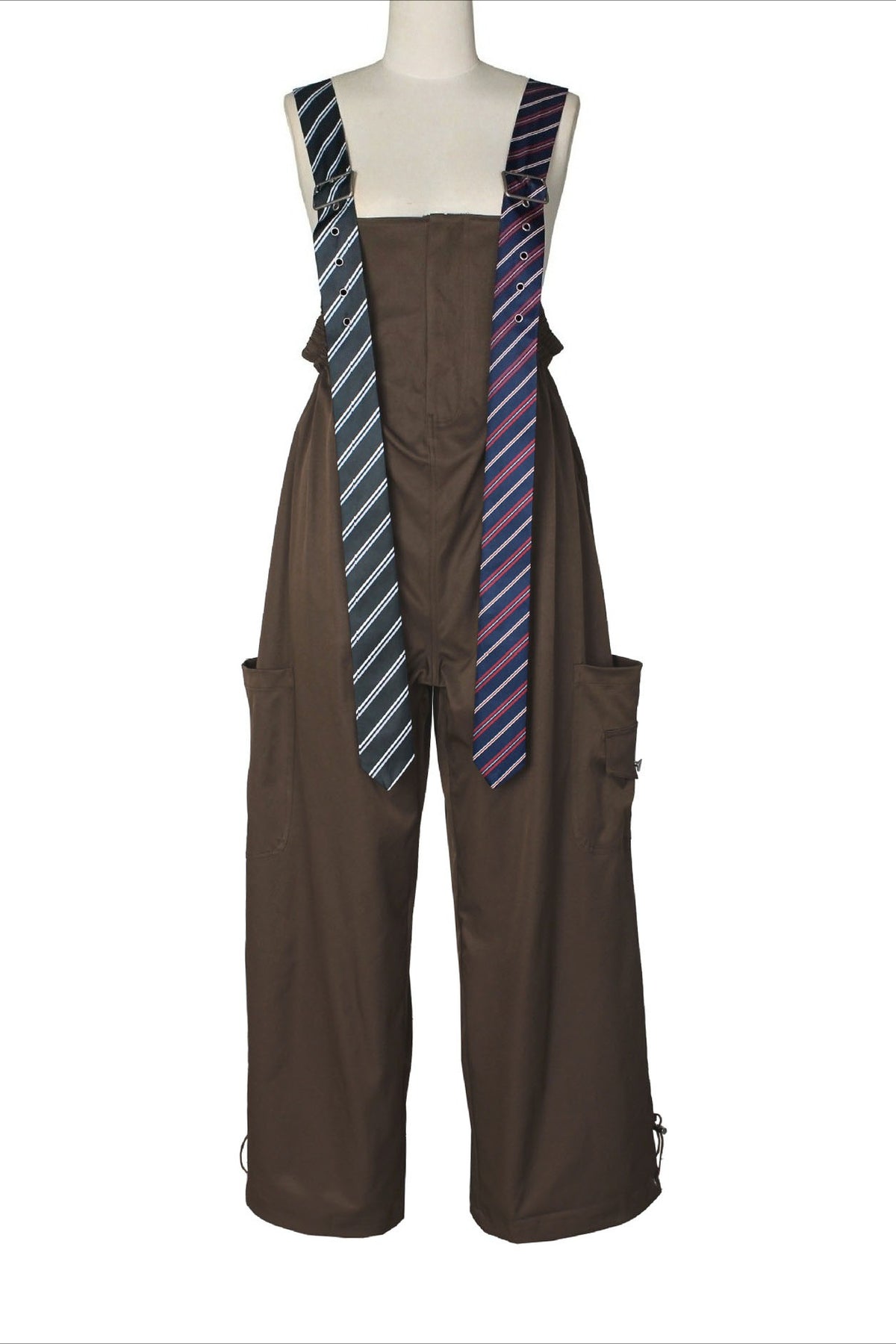 Wide-Leg Cargo Overalls with Buckle Straps