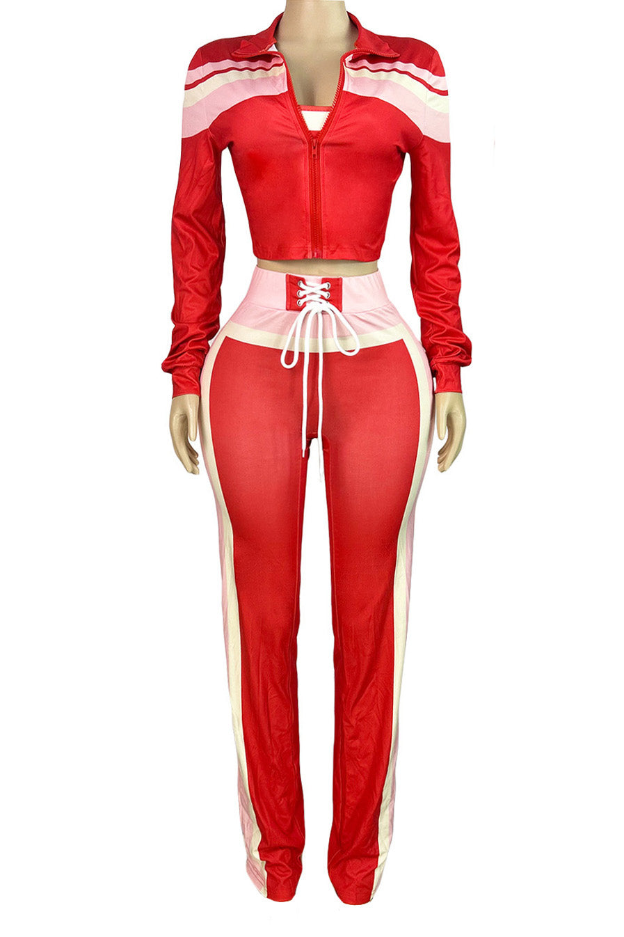Printed Front-Tie Top and Long Pants Set